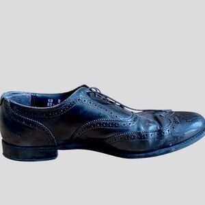 Men’s Black Leather Wingtip Oxford Dress Shoes Classic Style Size 10